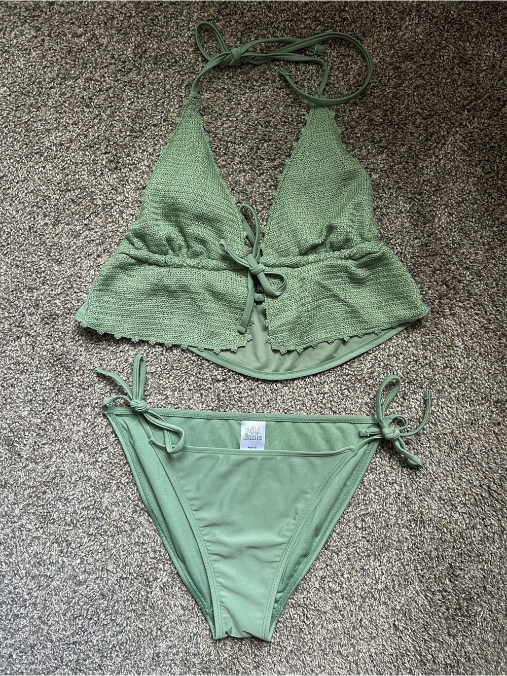 Sage Green Knit Bikini Set - M